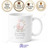 Baby Shower Hediyesi İsimli Özel Baskılı Porselen Kupa Bardak Bebek Kutlama