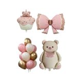 Baby Shower Retro Ayıcık Temalı Kız Bebek Kutlama Seti - Pembe