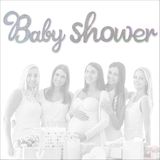 Baby Shower Simli Folyo Karton Banner, 90 cm - Gümüş