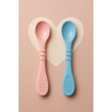 Baby Silikon Bebek Mama Kaşığı 2li Set - Pembe - Mavi