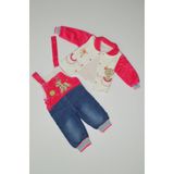 Baby Slon Kids Clup Kışlık kadife içi full welsoft astarlı çıtçıtlı zurafa nakışlı bebe yakalı kız bebek salopet tulumu
