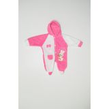 Baby Slon Kids Clup Kışlık welsoft tavşan nakışlı düğme kapamalı patikli kapüşonlu kız bebek tulumu