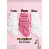 Baby Socks 9 Çift 3 Kat Kıvrımlı Sıkmaz Bilekli Unisex Bebek Çorapları - 0 - 6 Ay - 960Fuşya