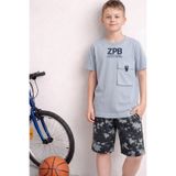 BABY SPORT Erkek Çocuk Kamuflaj Şortlu Takım Gri Tişört Baskılı Spor Kombin