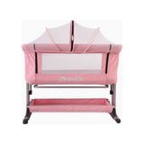 Baby Storch - Sallanabilir Anne Yanı Portatif Beşik - Yükseklik Ayarlı, Cibinlikli, ve Tekerlekli - Pembe