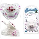 Baby Time BabyTime Damaklı Şeffaf Desenli Emzik 3 Numara 18+ Ay BT136-3 Kırmızı Kalpli