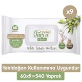 Baby Turco 60'lı Doğadan Yenidoğan Islak Bebek Havlusu (9 adet)