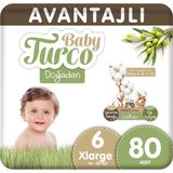 Baby Turco Bantlı Bebek Bezi 6 Numara Xl (16-25 Kg) 80 Adet – Ekstra Yumuşak, Hassas Cilt Dostu Ve Sızdırmaz