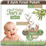 Baby Turco Bebek Bebek Bezi 2 Aylık Paket 4 Numara 8-14 kg 288 Adet