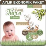 Baby Turco Bebek Bezi Aylık Paket 3 Numara 5-9 kg 224’lü