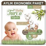 Baby Turco Bebek Bezi Aylık Paket 4 Numara 8-14 kg 192'li