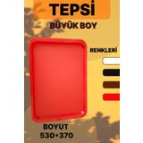 Baby Turco Büyük Boy Servis Tepsisi Plastik Tepsi Fastfood Self Servis Sunum Tepsisi (53cm ×37cm )-kırmızı