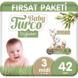 Baby Turco Doğadan No:3 Midi 42 Adet Bebek Bezi