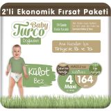 Baby Turco Doğadan No:4 Maxi 164 Adet Külot Bebek Bezi