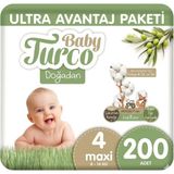 Baby Turco Doğadan No:4 Maxi 200 Adet Bebek Bezi