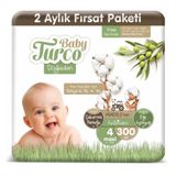 Baby Turco Doğadan No:4 Maxi 300 Adet Bebek Bezi