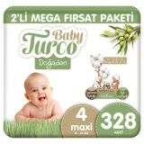 Baby Turco Doğadan No:4 Maxi 328 Adet Bebek Bezi