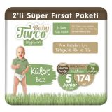 Baby Turco Doğadan No:5 Junior 174 Adet Külot Bebek Bezi