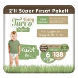 Baby Turco Doğadan No:6 XLarge 138 Adet Külot Bebek Bezi