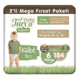 Baby Turco Doğadan No:6 XLarge 184 Adet Külot Bebek Bezi