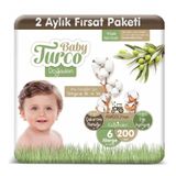 Baby Turco Doğadan No:6 Xlarge 200 Adet Bebek Bezi
