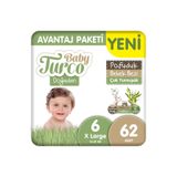 Baby Turco Doğadan Pofuduk No:6 XLarge 62 Adet Bebek Bezi