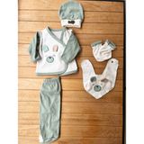 Baby Turp 5'li Yenidoğan Erkek Bebek Tavşan Ayıcık Kulaklı Hastane Çıkışı - Mint - 0 - 3 Ay