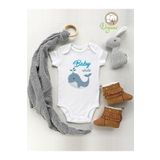 Baby Whale Balık Desenli Organik Kısa Kol Çıtçıtlı Bebek Body 54818WHALE