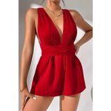 Baby Xclub Bağlamalı Kırmızı Mini Şort Tulum Kırmızı S