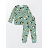 Baby Yeşil Bisiklet Yaka Uzun Kollu Baskılı Erkek Bebek Pijama Takımı - Mat Yeşil - 6 - 9 Ay
