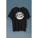 Baby Yoda Star Wars Mandalorian Uzay Mekiği Baskılı Tişört Unisex T-Shirt - Siyah - XL