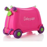 Baby Yuga Pembe Çekçekli Tekerlekli Çocuk Valizi Eğlenceli Tasarım ve Su Geçirmez Özellik