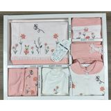 Baby Zuhu Çiçek Nakışlı Kız Bebek 10’lu Hastane Çıkışı – Pudra - 0 -3 Ay