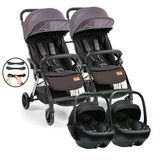 Baby2go Tulipa Cabin Otomatik Katlanan İkiz Travel Bebek Arabası / Siyah Gri