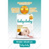 Baby&Baby Baby & Baby Kaydırmaz Bantlı Bebek Bakım Örtüsü 10 Adet 60 x 60 cm Süper Emici Özellik