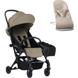 Babybjörn Balance Soft Ana Kucağı Woven Jersey Tri-Fabric Light Beige & Bumprider Connect³ Bebek Arabası Black-Sand- Yan Düzenleyici Çanta