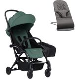 Babybjörn Bliss Ana Kucağı Petal Woven Anthracite & Bumprider Connect³ Black-Olive Bebek Arabası - Yan Düzenleyici Çanta - Olive Green