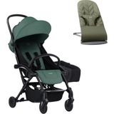 Babybjörn Bliss Ana Kucağı Petal Woven Dark Geen & Bumprider Connect³ Black-Olive Bebek Arabası - Yan Düzenleyici Çanta - Olive Green