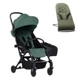 BabyBjörn Bliss Ana Kucağı Petal Woven Dark Geen & Bumprider Connect³ Black-Olive Bebek Arabası - Yan Düzenleyici Çanta