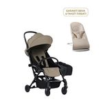 Babybjörn Bumprider Connect³ Black-sand Bebek Arabası + Balance Woven Jersey Tri-fabric Light Beige Soft Ana Kucağı Ve Yan Düzenleyici Çanta - Bej