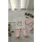 Babycan Kız Bebek Happybunny Hastane Çıkışı Üçlü - Pembe - Krem - 0 - 3 Ay