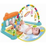 Babycim Piyanolu Bebek Oyun Halısı Jimnastik Merkezi Aynalı ve Çıngıraklı Zeka Geliştirici D:5 - 114 x 114 cm - Gri - Sarı