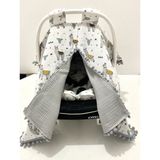 Babycity Pamuk Müslin Çok Amaçlı Çift Katlı Müslin Puset Örtüsü ve Minderi - 0 - 13 kg - Pudra