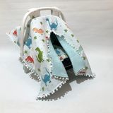Babycity Pamuk Müslin Çok Amaçlı Çift Katlı Müslin Puset Örtüsü ve Minderi - 0 - 13 kg - Turkuaz