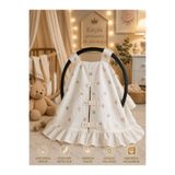 Babycitytr %100 Pamuk Müslin Gül Desenli Fırfırlı Puset Örtüsü