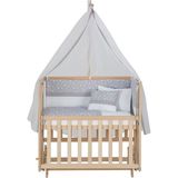 Babycom 50X90 Naturel Boyasız 4 Kademeli Beşik + Gri Yıldızlı Uyku Seti