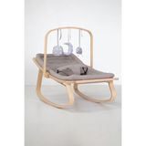 Babycom Naturel Ana Kucağı Gri - Oyuncaklı - Gri Yıldızlı Ahşap ve Pamuk Malzemeden Ergonomik Yapı