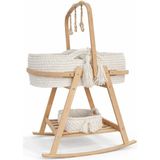 Babycom Naturel Izgaralı Ahşap Çemberli Beşik Standı + Kırık Beyaz Örgü Sepet + Kumaş Oyuncak