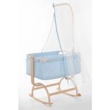 Babycom Vega Mavi Ahşap Sallanır Beşik Ergonomik Tasarım ve Suya Dayanıklı Kumaş ile