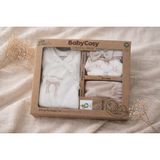 Babycosy 5 Parça Yenidoğan Bebek Seti – %100 Organik Pamuk Hastane Çıkışı Kız Bebek Kıyafetleri - Ekru